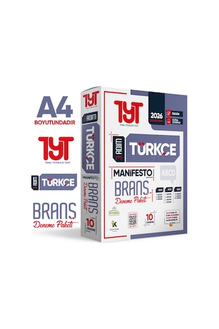 2026 YKS TYT Türkçe 3 Adım Manifesto 10 Adet Branş Deneme Paketi Dijital Çözümlü