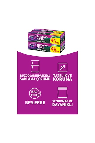 Buzdolabı Poşeti Orta Boy 4 Al 3 Öde 4 20 24 X 38 Cm Üçlü Set