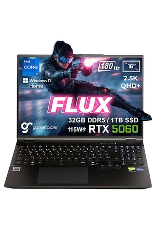 Gameraider Flux GR16 i7-14650HX 32 GB 1 TB SSD 8 GB RTX5060 16" W11H Dizüstü Bilgisayar