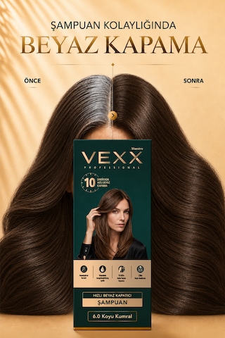 Vexx Professional Beyaz Kapatıcı Pratik Boya Şampuan Koyu Kumral 6.0 Amonyaksız Formül 300 Ml.