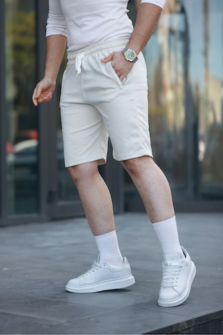 Mero Life Erkek Krem Comfort Fit Kalıp Beli Lastikli Yan Çift Cepli Şort & Bermuda Krem