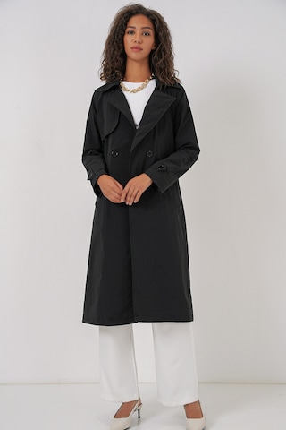 Bigdart 5938 Kruvaze Yaka Trençkot - Siyah