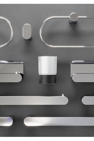 Line Bathroom Opal Tuvalet Fırçalık 129135 Buzlu Cam Krom Gri