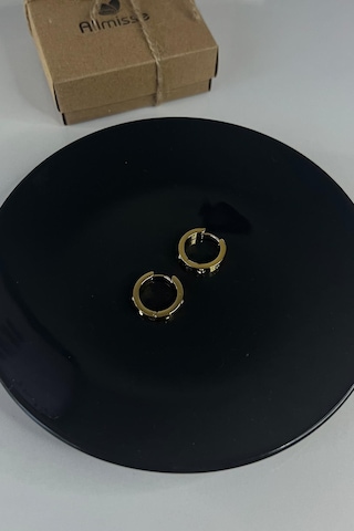 Gold Kaplama Taşlı Çelik Küpe Gold