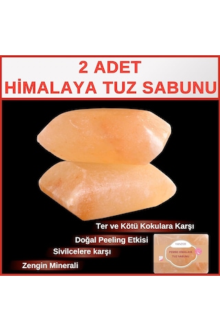 Hanzade Bitkisel Himalaya Tuz Sabunu 300-350 Gr X 2 Adet Zengin Mineralli Doğal Saf Pembe Himalaya Kaya Tuzu Sabunu Doğal Peeling Sku: Smg8690010421999 Acı Badem