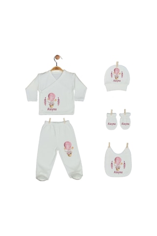 Pia Baby Gl 2012 İsme Özel Balonlu Yastık Zıbın Set Pembe