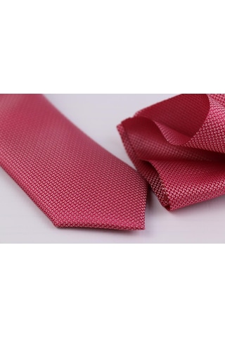 Demfashion Özel Desenli Kravat Mendil Seti - Kırmızı (533049125) Kırmızı