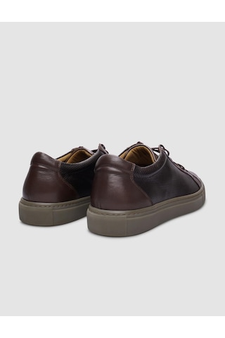 %100 Hakiki Deri Kahverengi Bağcıklı Erkek Sneaker-kahverengi Kahverengi
