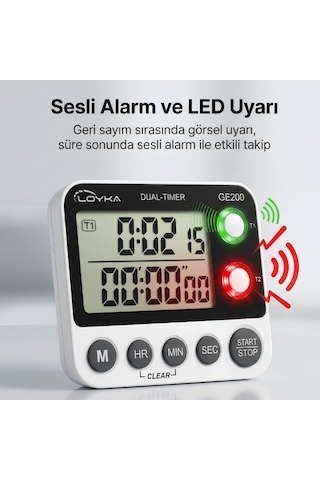 Loyka Ge200 Çift Ekranlı Dijital Zamanlayıcı Ve Kronometre