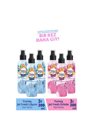 Yumoş Jet Fresh Sprey Lilyum 3 x 200 ML + Orkide 3 x 200 ML