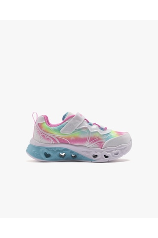 Skechers Flutter Heart Lights - Groovy Swirl Küçük Kız Çocuk Beyaz Işıklı Spor Ayakkabı 303253n Wmlt Beyaz