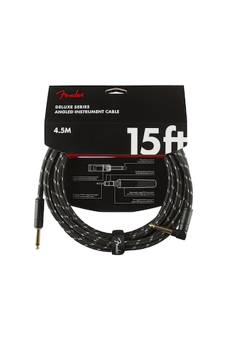 Fender Deluxe Series Instrument Cable Black Tweed Açılı - 4.5 Met