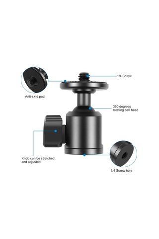 Sones Puluz 1/4 İnç İç Vida Metal Tripod Topuz Başlı Adaptör Düğme Kilidi Siyah