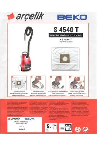 Arçelik Uyumlu S 4540 T Sentetik Süpürge Torbası