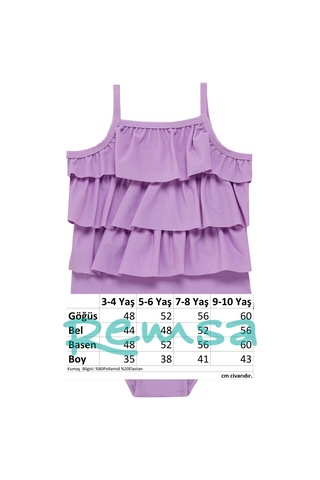 Uv Korumalı Askılı Mayo Kız Bebek Yüzücü Mayo 5108 Lila Lila