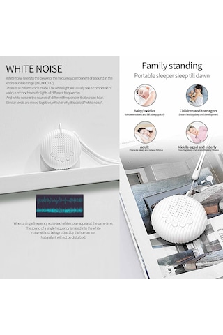 Tenfowee Q3 Taşınabilir Bebek Uyku Cihazı - Zamanlayıcı Ve Ses Ayarlı, Şarj Edilebilir Pil, Beyaz Beyaz