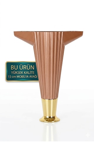 Mobilya Ayağı 15 Cm Kanepe Koltuk Uyumlu Robot Süpürge Geçişli Gold Açık Kahverengi