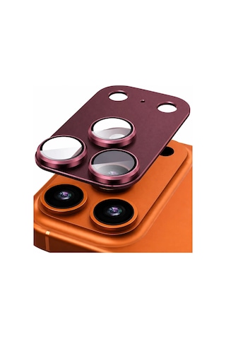 Tam Kapatan Apple iPhone Uyumlu 17 Pro - 18 Pro Lens Koruma Bordo