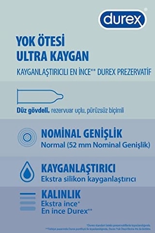 Durex Yok Ötesi Ultra Kaygan 20'li Prezervatif 1 X 20 Adet