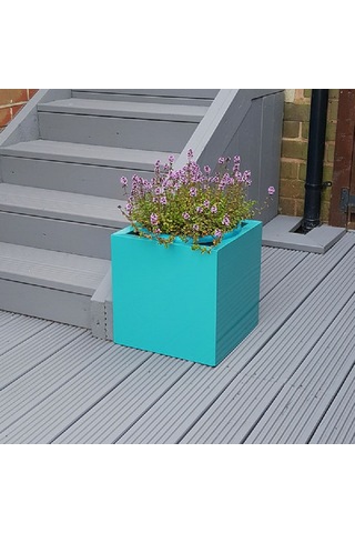 Mofiba Fiberglass Saksı Kare 35cm 35cm 35h Cm Turkuaz