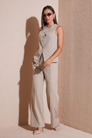 Lela Wide Leg Yüksek Bel Geniş Paça Palazzo Bayan Pantolon 65271262 Taş