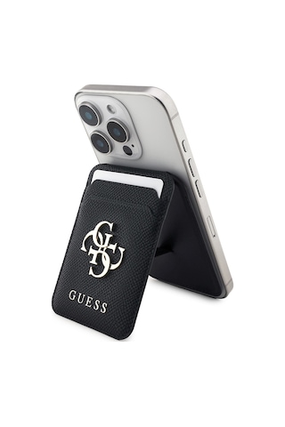 Guess Lisanslı Metal Büyük 4g Ve Yazı Logolu Standlı Magnetik Kartlık Siyah