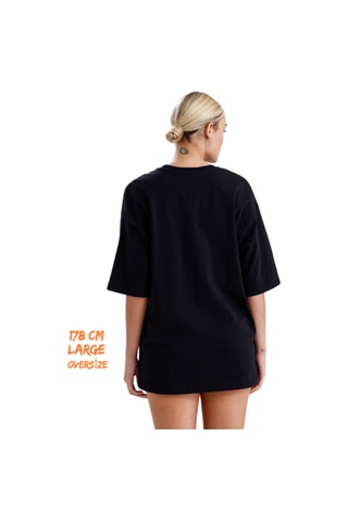 Pxm - %100 Pamuklu Oversize Tişört Siyah Siyah