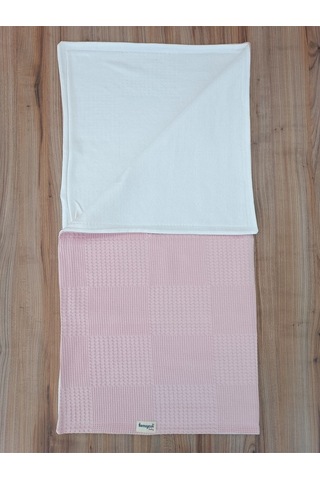 S.kahve Kız Erkek Bebek Battaniyesi Pike %100 Pamuklu Doğal Organik Uyku Çift Taraflı Örtü 86x86cm Pembe