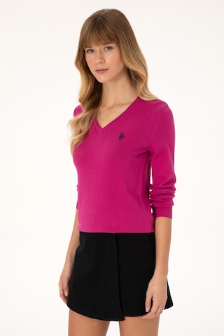 U.S. Polo Assn. U.s. Polo Assn. Kadın Kazak /triko 50313590-vr252 Fusya Melanj