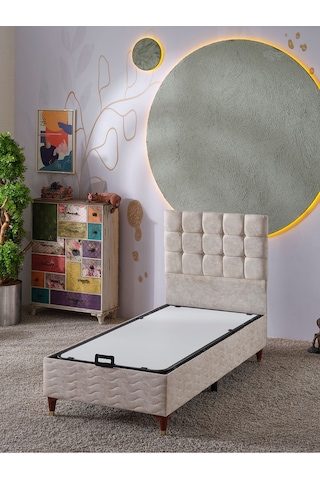Beehanem Bengü 90 X 190 Tek Kişilik 3lü Set Baza+Başlık+Yatak Jeryykrem