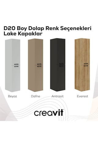 Creavit D20 30 Cm Sola Açılır Boy Dolabı Everest Melamin Kapak Ahşap