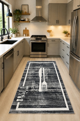 Bonsear Grey Makinede Yıkanabilir Kaymaz Taban Leke Tutmaz Dijital Salon Halısı Mutfak Halısı Ve Yolluk Çok Renkli