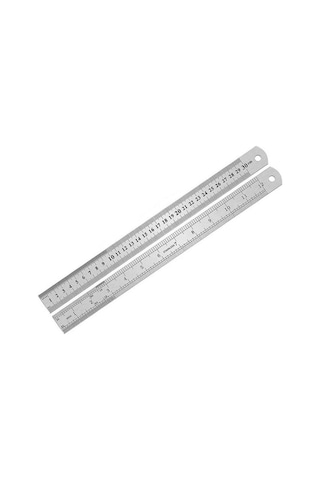 30cm 12 İnch - Çift Taraflı Paslanmaz Çelik Metal Cetvel - Kalınlık 1mm