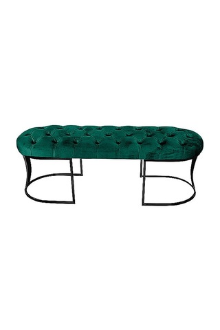 Viego Siyah Bench Puf Yeşil