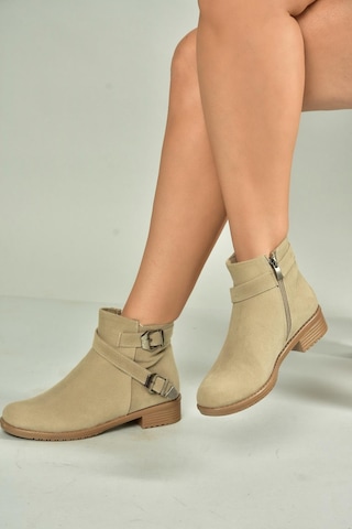 Fox Shoes A726193402 Bej Süet Kadın Bot Bej-süet