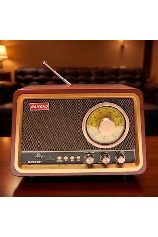 Raiseng R-2099bt Radyo Ahşap Retro Büyük Boy Bluetooth Bağlantılı Usb-tf Şarjlı -- Sencan Sound