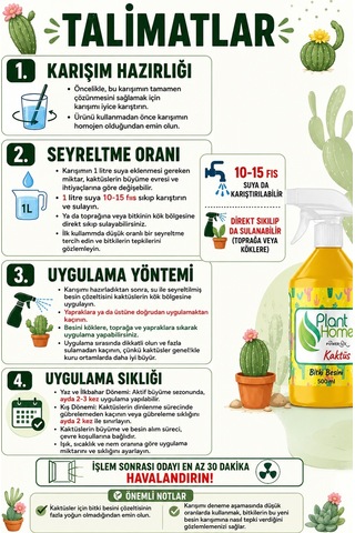 Kaktüs ve Sukulent Bitki Besini Sprey Kök ve Gelişim Desteği 500 ml