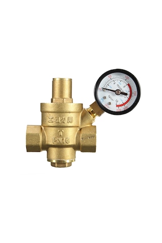 Dn15 1/2 Pirinç Su Basıncı Düşürücü Bakım Vanaları Regülatör Ayarlanabilir Tahliye Vanaları Manometre İle 85 63mm