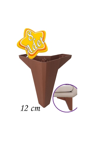8 Adet Serdivan 12 Cm Ceviz Ahşap Desenli Lüx Mobilya Kanepe Sehpa Ünite Koltuk Ayağı Baza Ayak