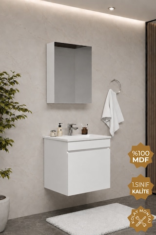 Teta Home Tokyo 55 Cm Mdf Banyo Dolabı Seti Beyaz Teta Home Tokyo 55 Cm Mdf Banyo Dolabı Seti Beyaz