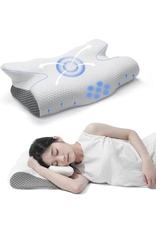 Boyun Desteği İçin Ultra Fıtık Ağrı  Soğutma Yastığı, Ayarlanabilir Servikal Yastık Rahat Uyku, İcin Ergonomik Konforlu Hafızalı Köpük Yastıklar Giri Beyaz