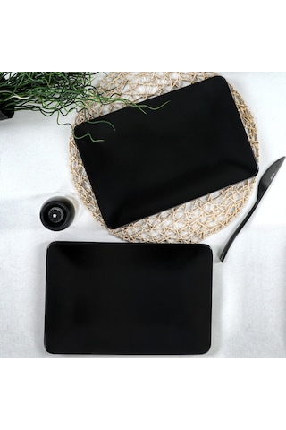 Keramika Mat Siyah Siera Kayık Tabak 31 Cm 2 Adet Keramika Mat Siyah Siera Kayık Tabak 31 Cm 2 Adet