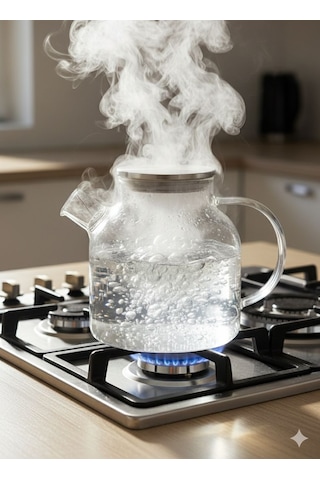Morponi Borosilikat Cam Metal Kapaklı Bitki Çayı Demliği & Sürahi 1800 Ml Şeffaf