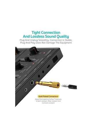 Hi-fi Kayıpsız Ses Altın Kaplama 6.5mm To 3.5mm Jak Adaptörü Amfi Ve Gitar Uyumlu Parazit Önleyici
