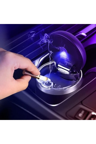 Araç İçi Küllük Işıklı Altın Rengi Siyah Porselen İçli Kül Tablası Glz03504050