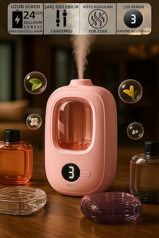 Mioji Smell 2x Yeni Nesil Şarjlı Otomatik Oda Kokusu Makinesi Pembe - Mavi Rüzgar Çanları Mavi Rüzgar Çanları Kokusu