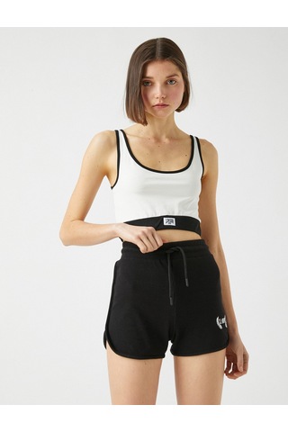 Koton Crop Atlet U Yaka Biye Detaylı Pamuklu Ekru 2sal30156ık