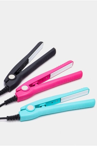 Thentech Mini Seyahat Tipi Çantada Taşınabilir Kolay Kullanımlı Saç Düzleştirici Şekillendirici Küçük Boy Pembe