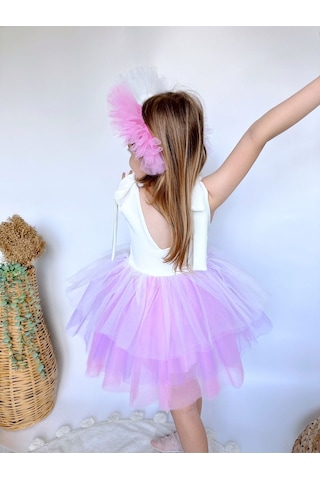 Linola Baby Kids Jolie Taçlı Kız Çocuk Parti Elbisesi Pembe