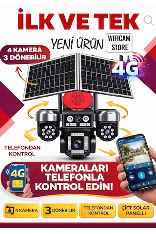 4 Kameralı 3ü Motorlu 4g Solar Kamera Hieasy Yazılım
